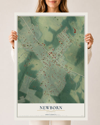 Newborn, Georgia map print, 24" x 36" Archival Matte Print mockup