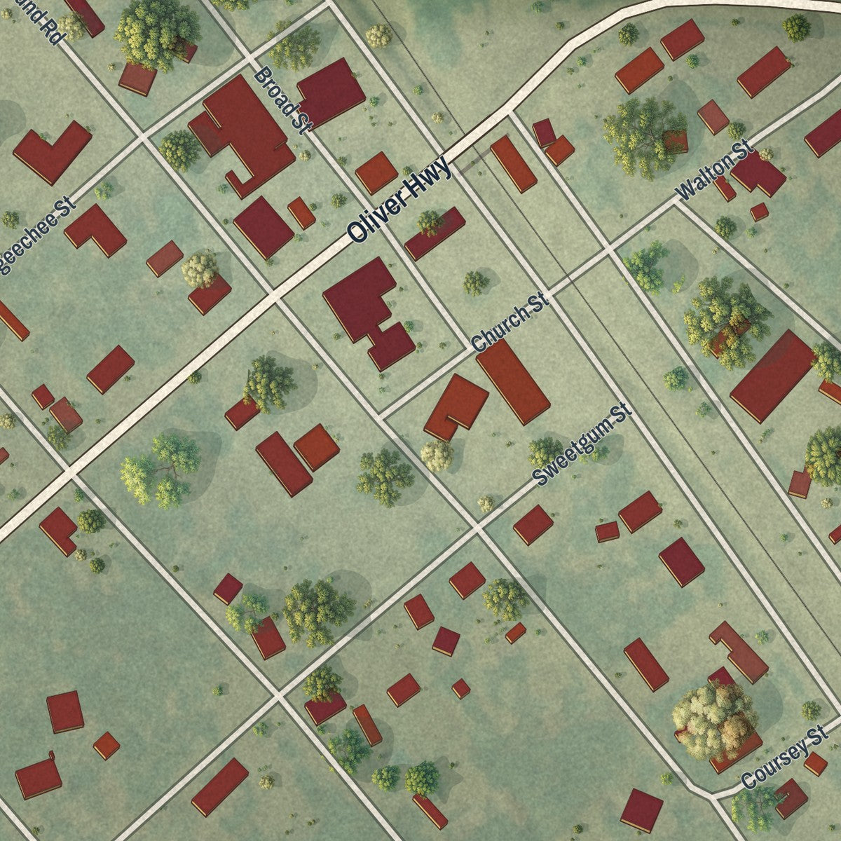 Close-up 1 of the Newington, Georgia map artwork