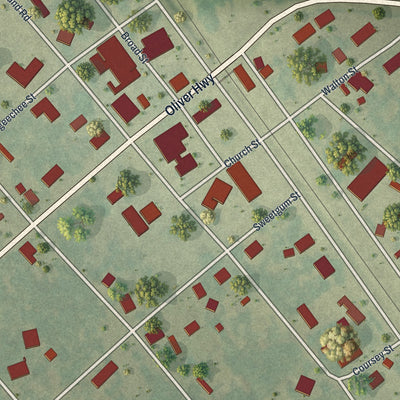 Close-up 1 of the Newington, Georgia map artwork