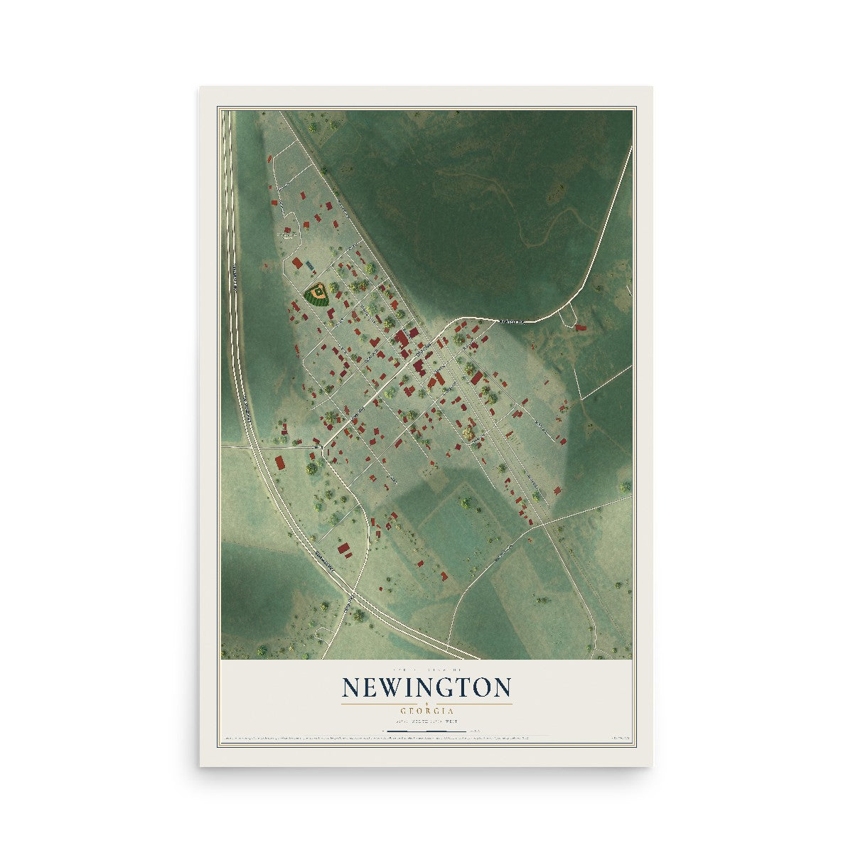 Newington, Georgia map print, 12" x 18" Archival Matte Print mockup