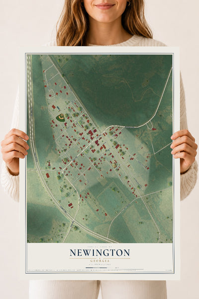 Newington, Georgia map print, 18" x 24" Archival Matte Print mockup