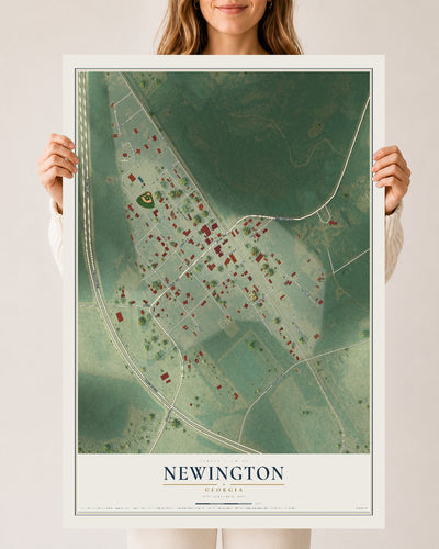 Newington, Georgia map print, 24" x 36" Archival Matte Print mockup