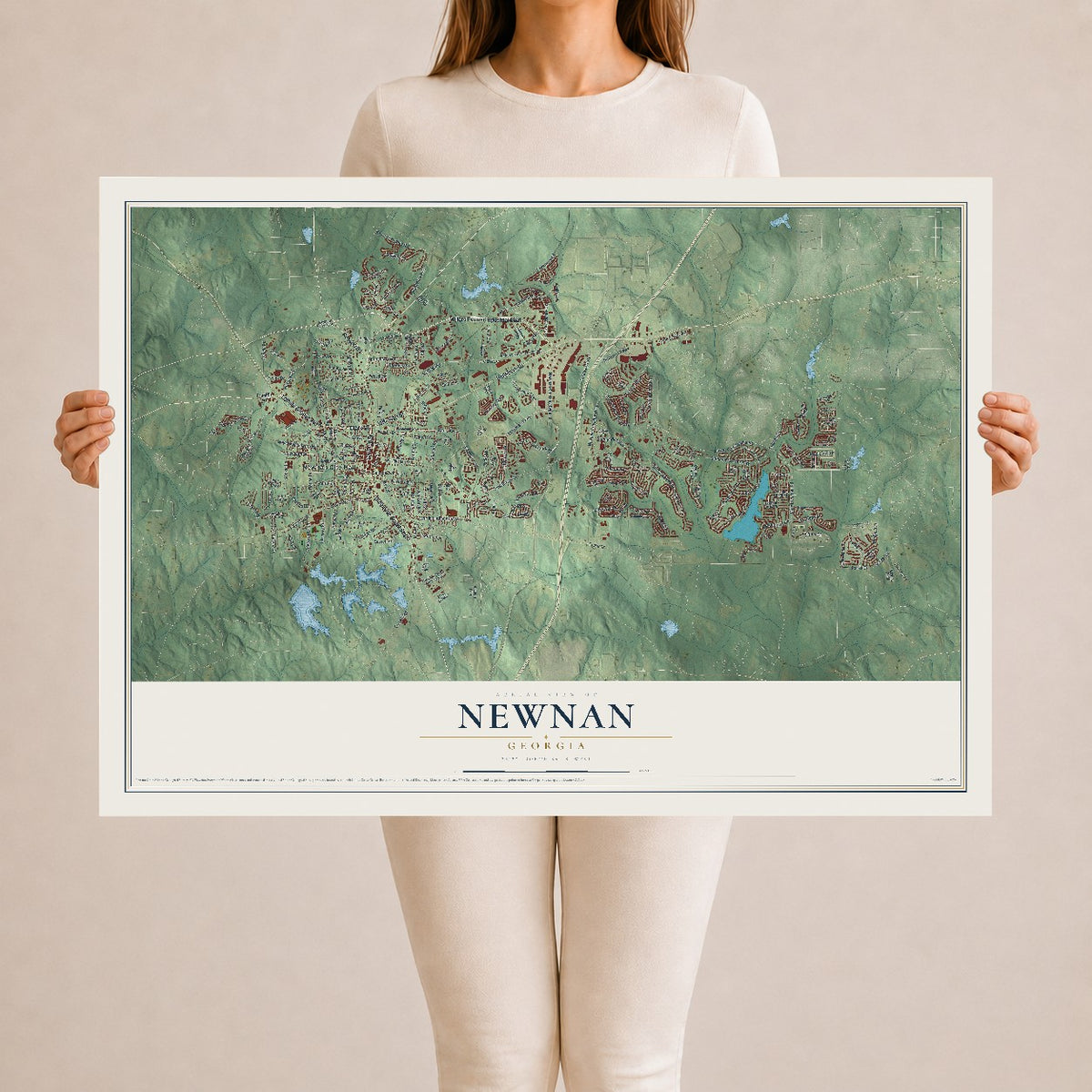 Newnan, Georgia map print, 24" x 36" Archival Matte Print mockup