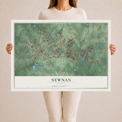 Newnan, Georgia map print, 24" x 36" Archival Matte Print mockup