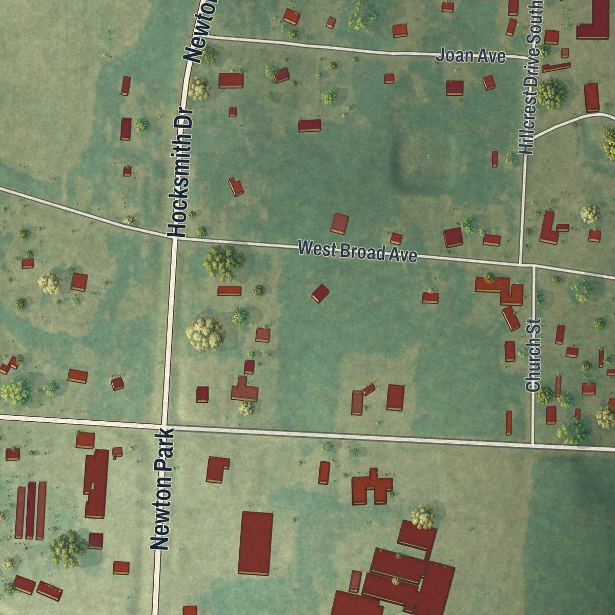 Close-up 1 of the Newton, Georgia map artwork