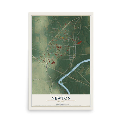 Newton, Georgia map print, 12" x 18" Archival Matte Print mockup