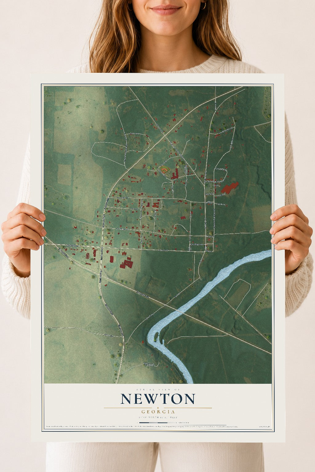 Newton, Georgia map print, 18" x 24" Archival Matte Print mockup