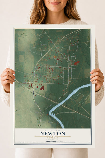 Newton, Georgia map print, 18" x 24" Archival Matte Print mockup