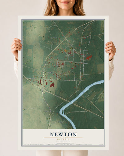 Newton, Georgia map print, 24" x 36" Archival Matte Print mockup