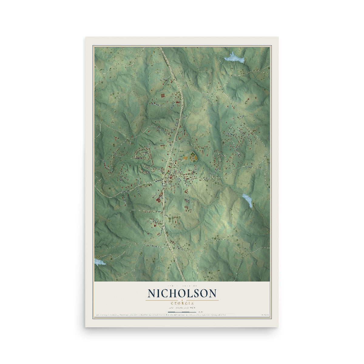 Nicholson, Georgia map print, 12" x 18" Archival Matte Print mockup