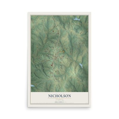 Nicholson, Georgia map print, 12" x 18" Archival Matte Print mockup