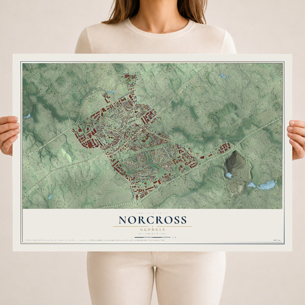 Norcross, Georgia map print, 18" x 24" Archival Matte Print mockup
