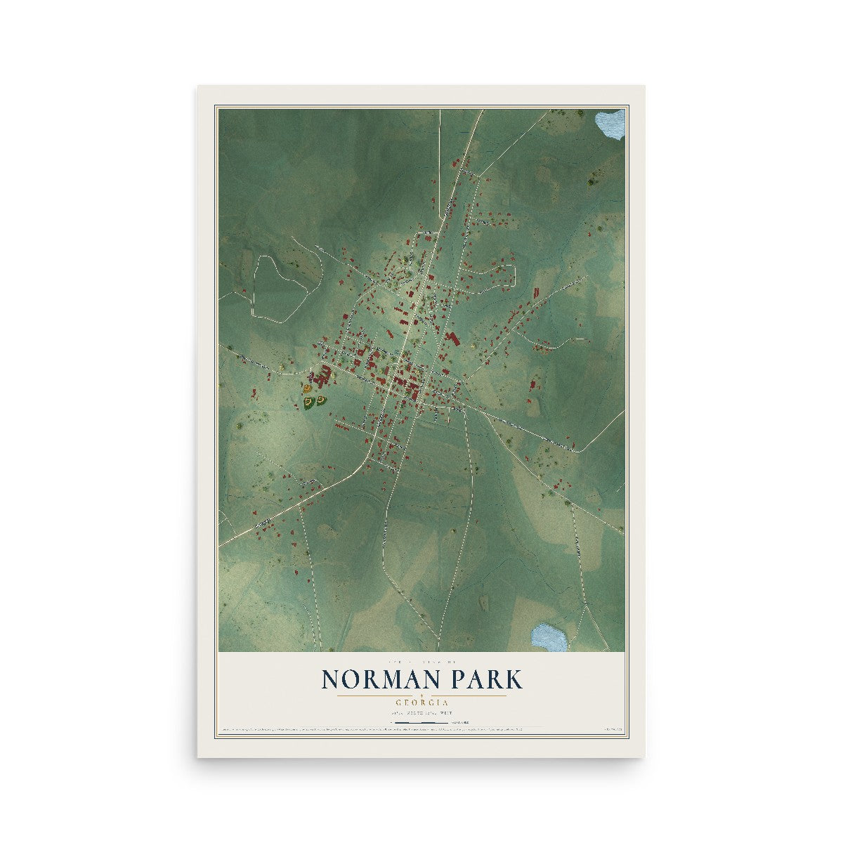Norman Park, Georgia map print, 12" x 18" Archival Matte Print mockup
