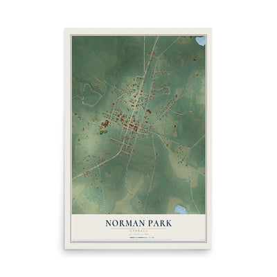 Norman Park, Georgia map print, 12" x 18" Archival Matte Print mockup