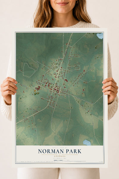 Norman Park, Georgia map print, 18" x 24" Archival Matte Print mockup