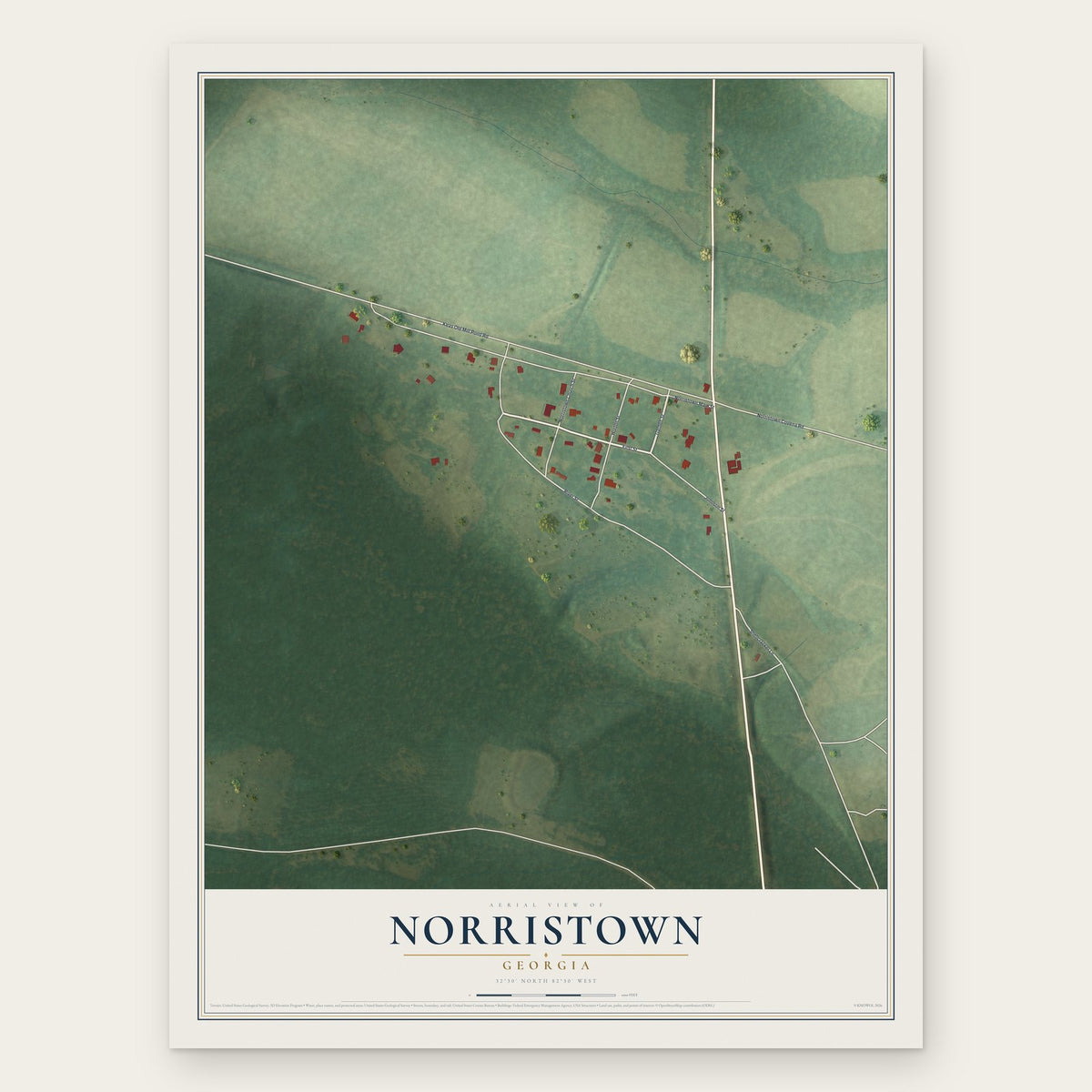 Norristown, Georgia map print, the full design