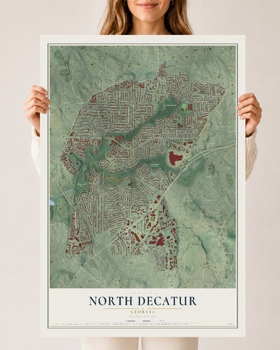 North Decatur, Georgia map print, 24" x 36" Archival Matte Print mockup