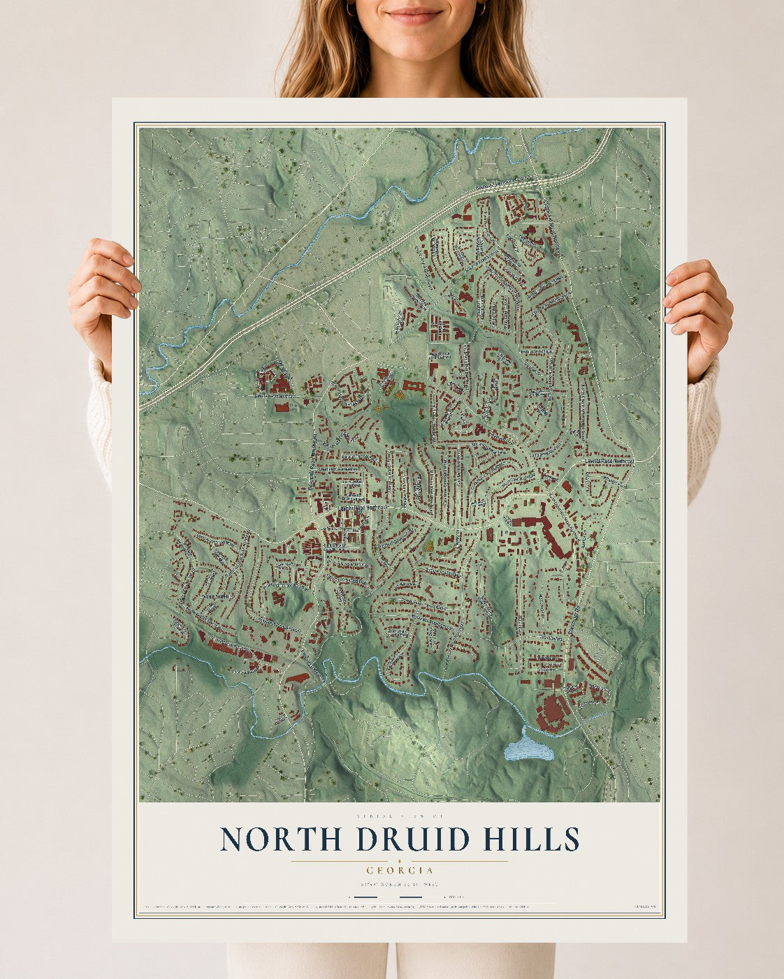 North Druid Hills, Georgia map print, 24" x 36" Archival Matte Print mockup