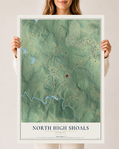 North High Shoals, Georgia map print, 24" x 36" Archival Matte Print mockup