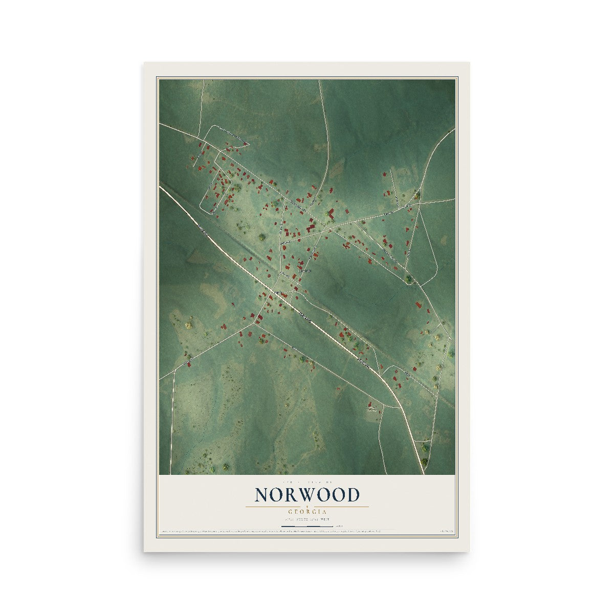 Norwood, Georgia map print, 12" x 18" Archival Matte Print mockup