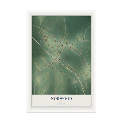 Norwood, Georgia map print, 12" x 18" W/ White Ayous Wood Frame mockup