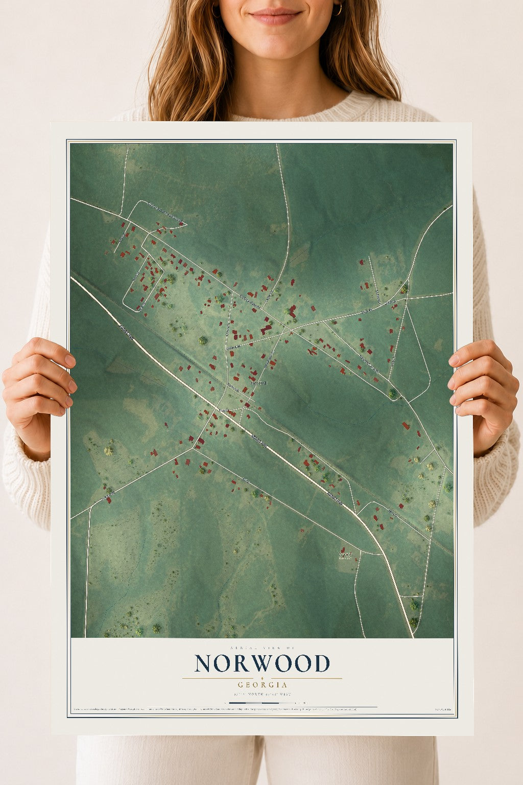 Norwood, Georgia map print, 18" x 24" Archival Matte Print mockup