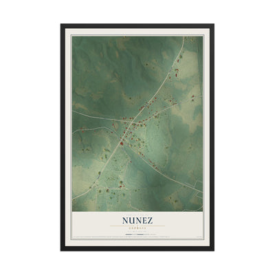 Nunez, Georgia map print, 12" x 18" W/ Black Ayous Wood Frame mockup