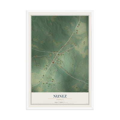 Nunez, Georgia map print, 12" x 18" W/ White Ayous Wood Frame mockup