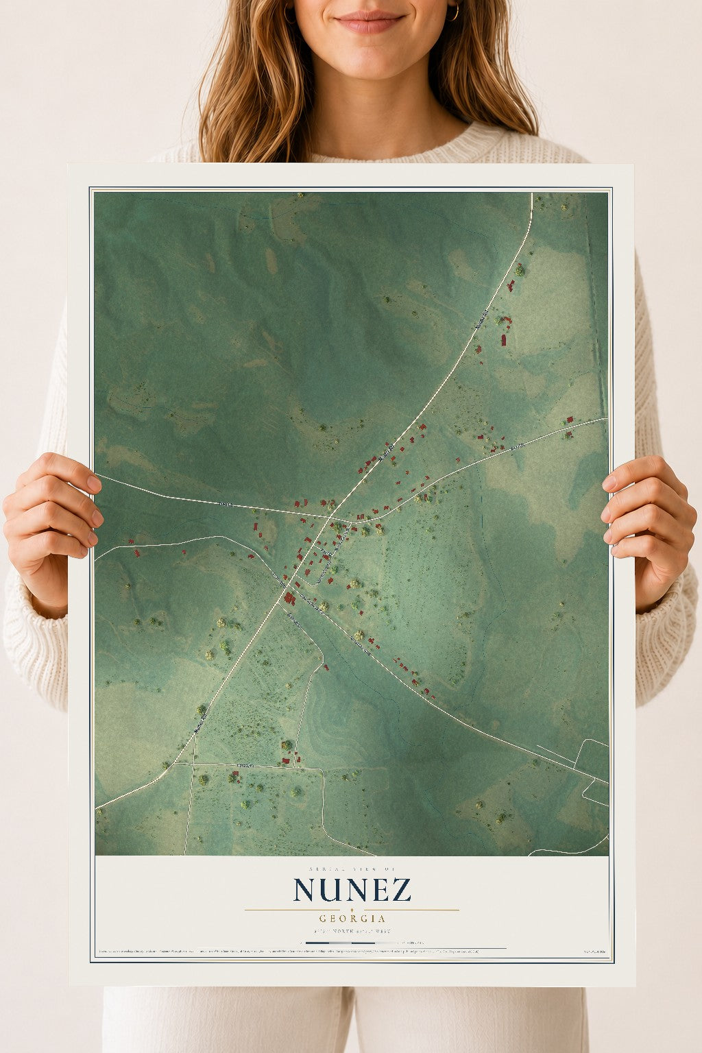 Nunez, Georgia map print, 18" x 24" Archival Matte Print mockup