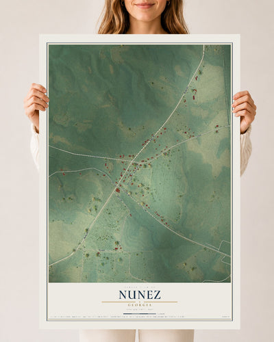 Nunez, Georgia map print, 24" x 36" Archival Matte Print mockup