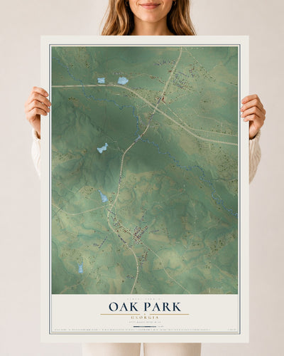 Oak Park, Georgia map print, 24" x 36" Archival Matte Print mockup