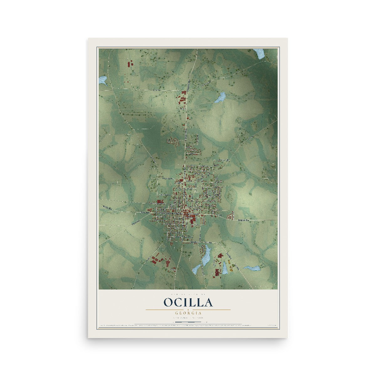 Ocilla, Georgia map print, 12" x 18" Archival Matte Print mockup