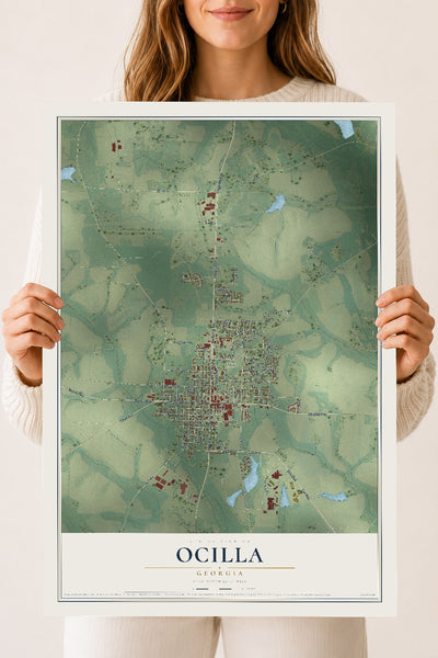 Ocilla, Georgia map print, 18" x 24" Archival Matte Print mockup