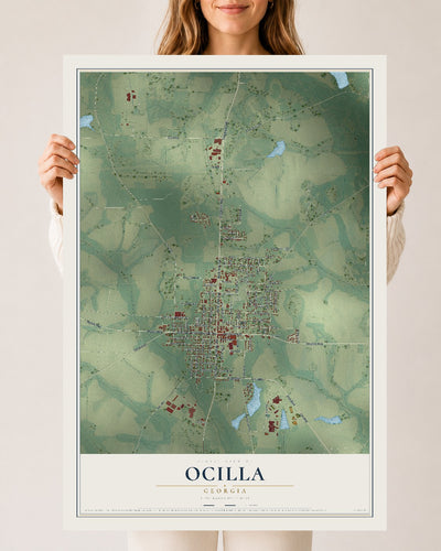 Ocilla, Georgia map print, 24" x 36" Archival Matte Print mockup