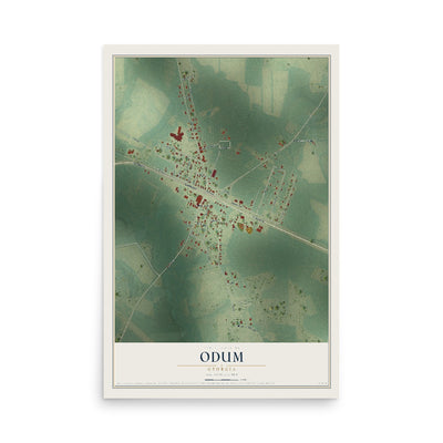 Odum, Georgia map print, 12" x 18" Archival Matte Print mockup