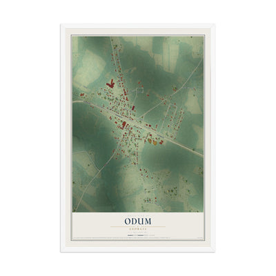 Odum, Georgia map print, 12" x 18" W/ White Ayous Wood Frame mockup