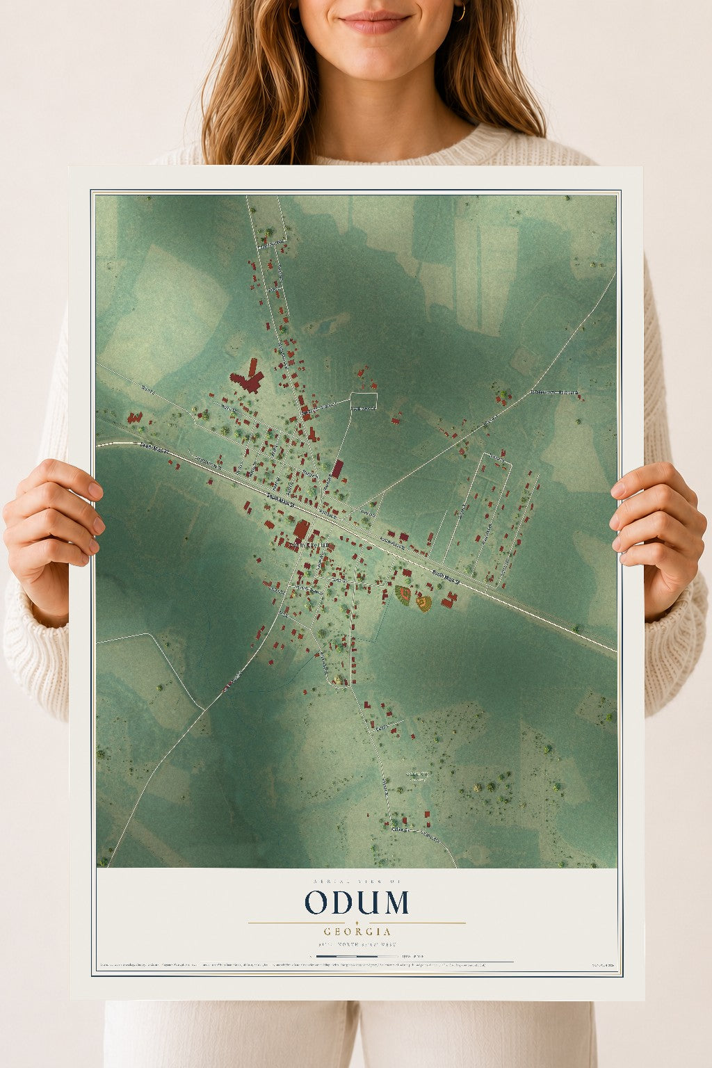 Odum, Georgia map print, 18" x 24" Archival Matte Print mockup