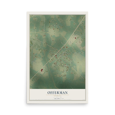 Offerman, Georgia map print, 12" x 18" Archival Matte Print mockup