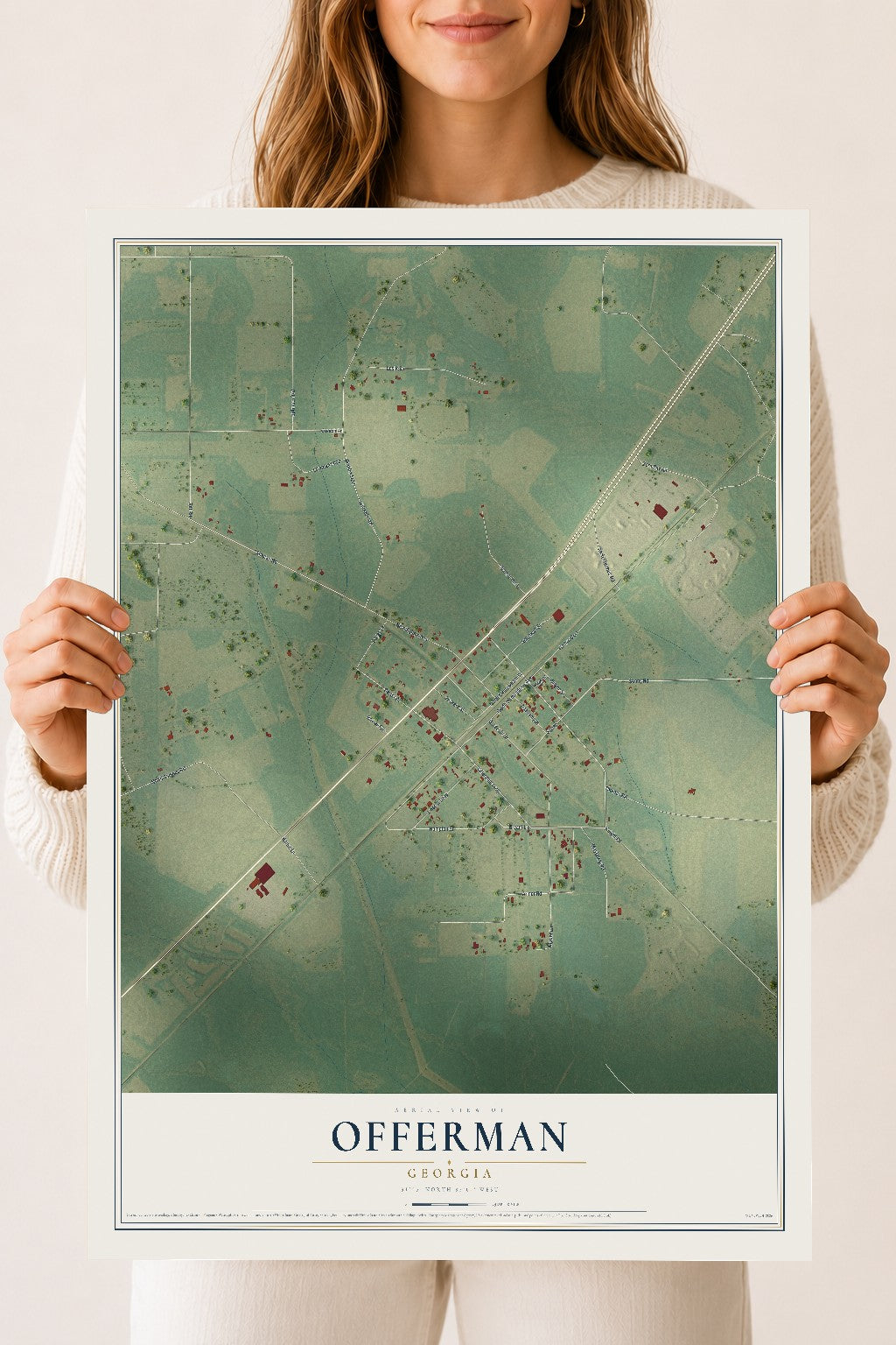 Offerman, Georgia map print, 18" x 24" Archival Matte Print mockup