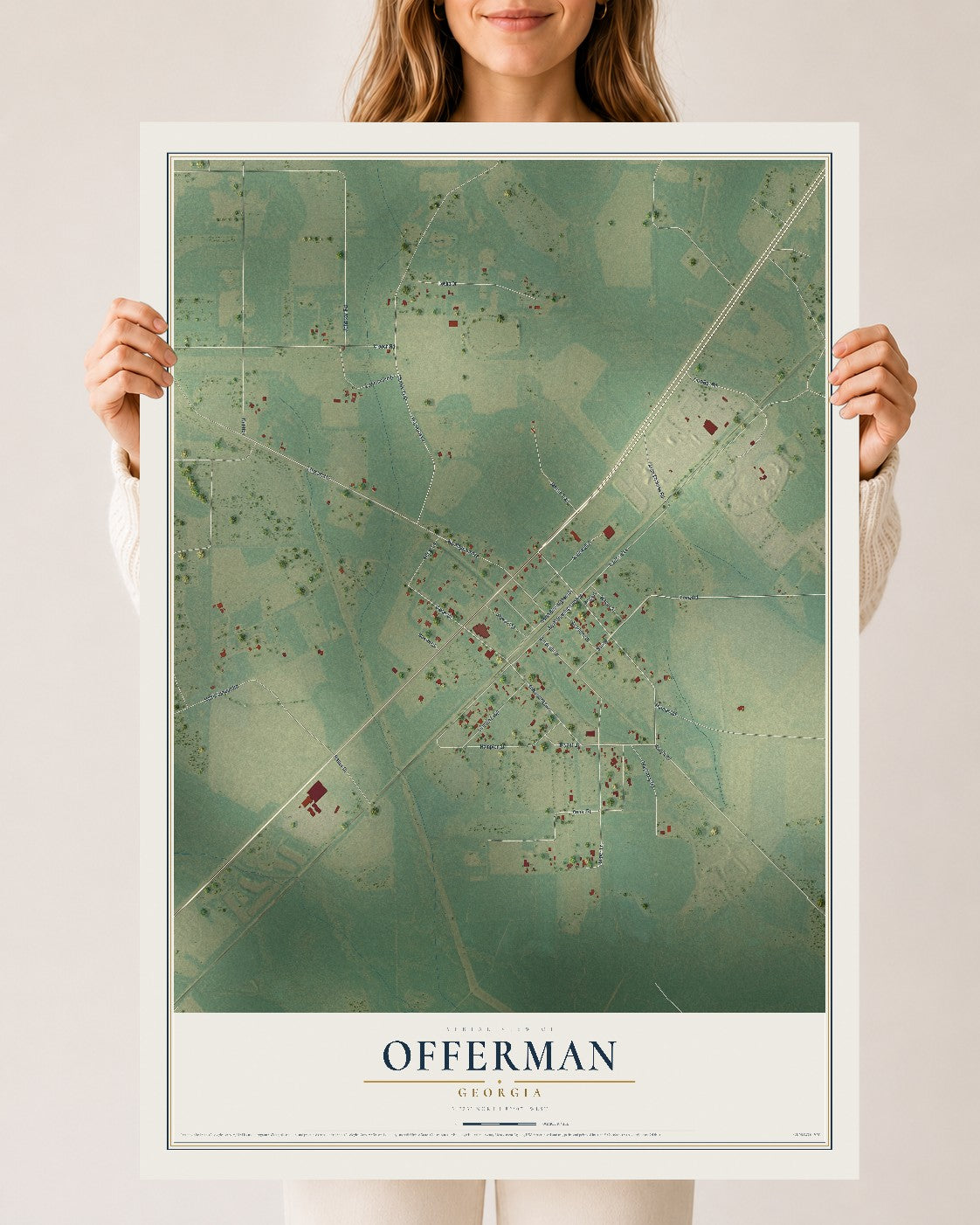 Offerman, Georgia map print, 24" x 36" Archival Matte Print mockup