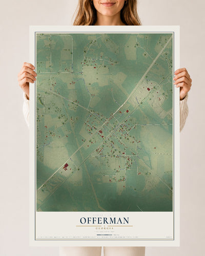 Offerman, Georgia map print, 24" x 36" Archival Matte Print mockup