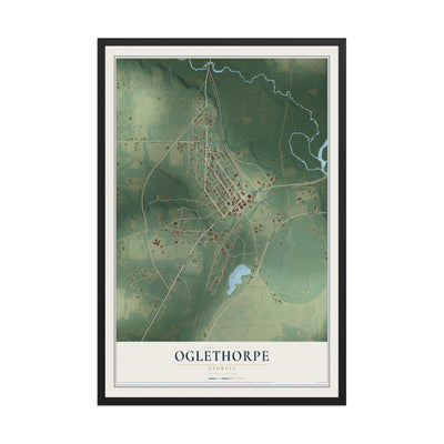 Oglethorpe, Georgia map print, 12" x 18" W/ Black Ayous Wood Frame mockup