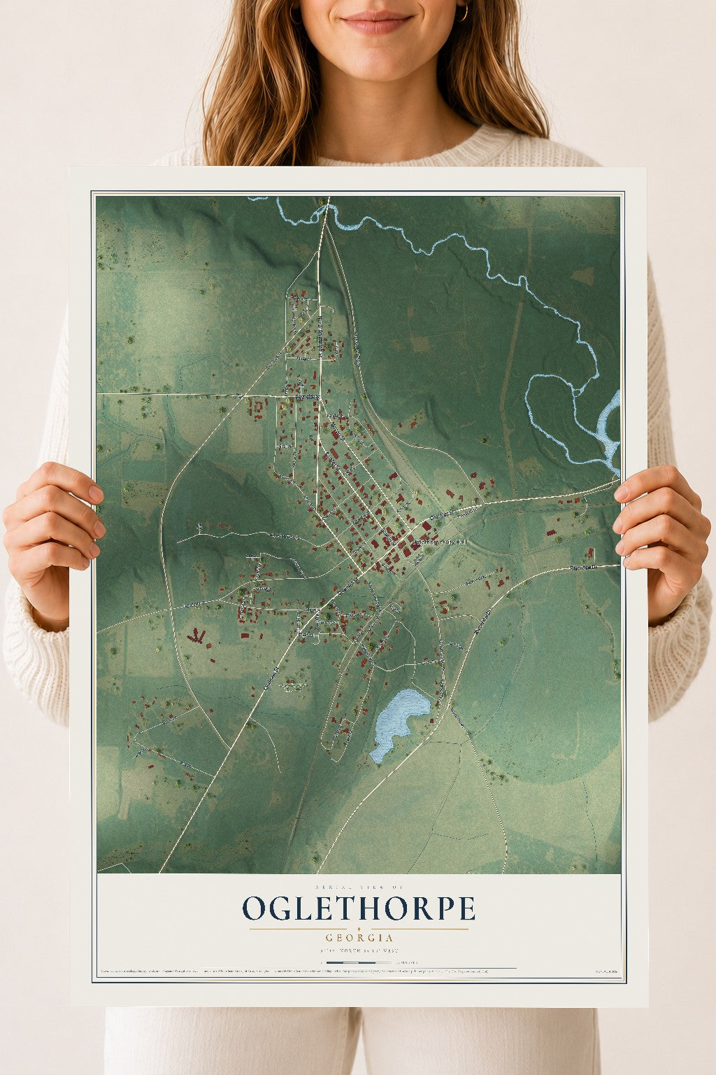 Oglethorpe, Georgia map print, 18" x 24" Archival Matte Print mockup