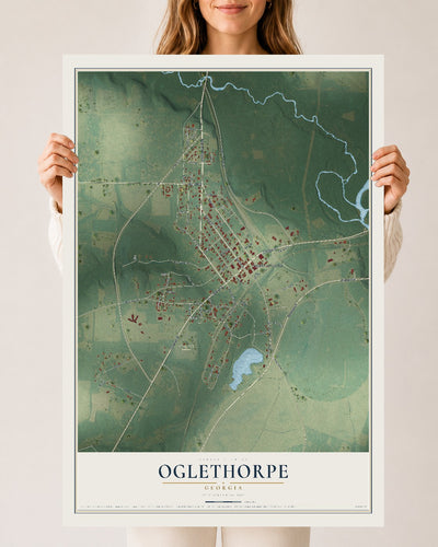 Oglethorpe, Georgia map print, 24" x 36" Archival Matte Print mockup