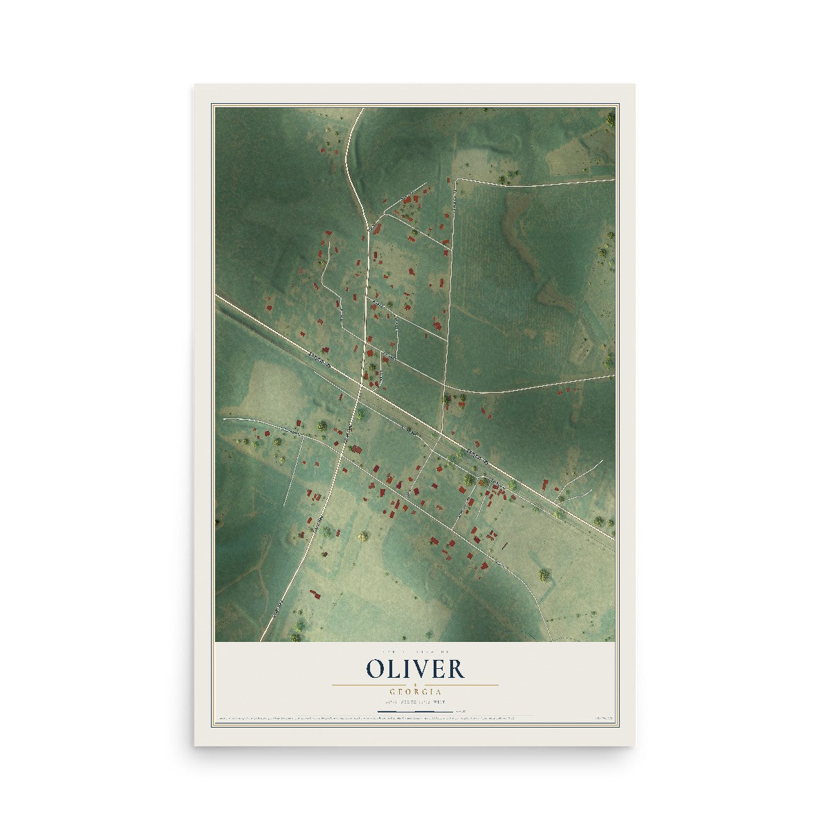 Oliver, Georgia map print, 12" x 18" Archival Matte Print mockup