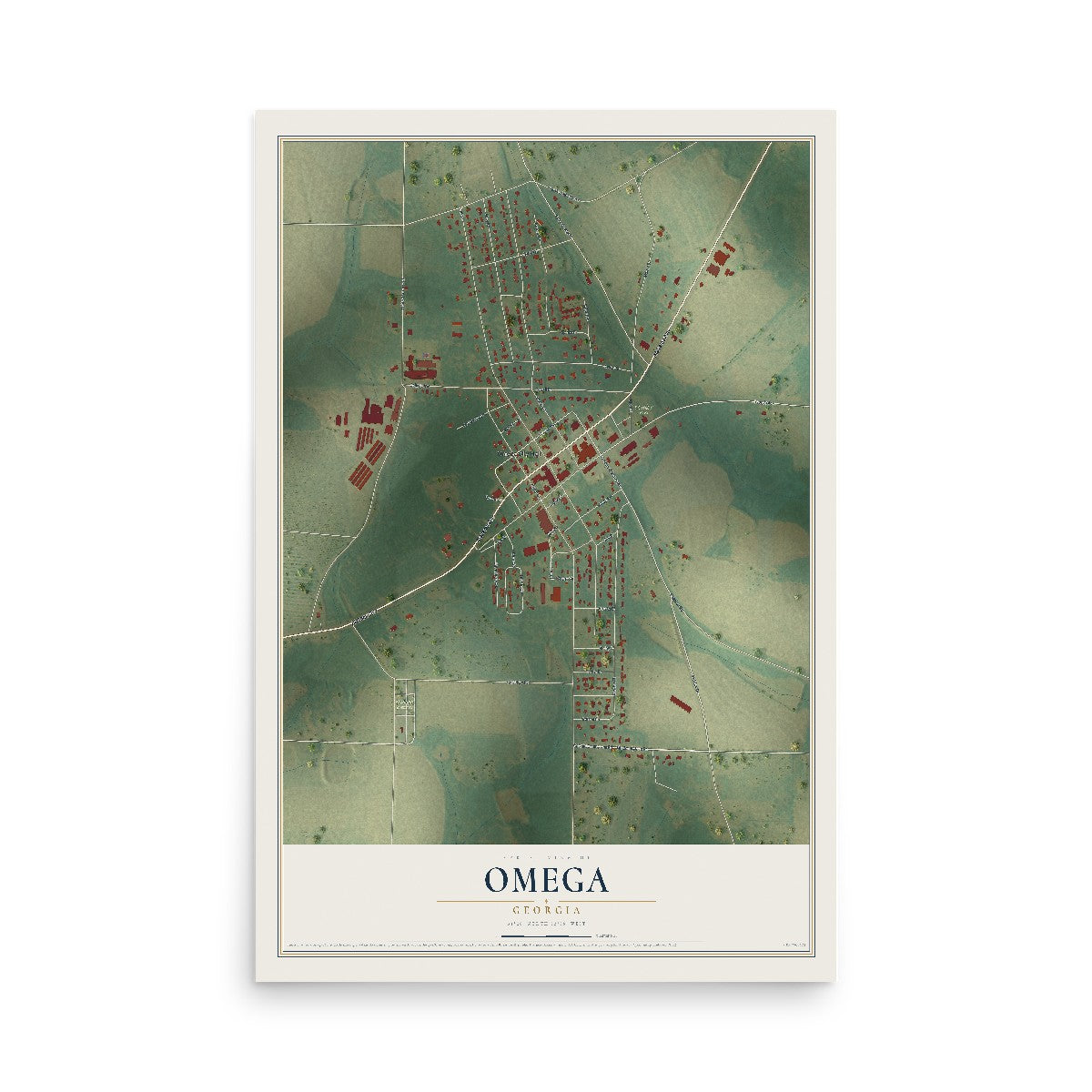 Omega, Georgia map print, 12" x 18" Archival Matte Print mockup