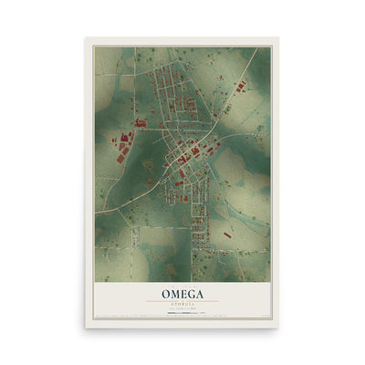 Omega, Georgia map print, 12" x 18" Archival Matte Print mockup