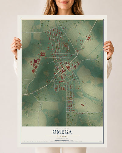 Omega, Georgia map print, 24" x 36" Archival Matte Print mockup