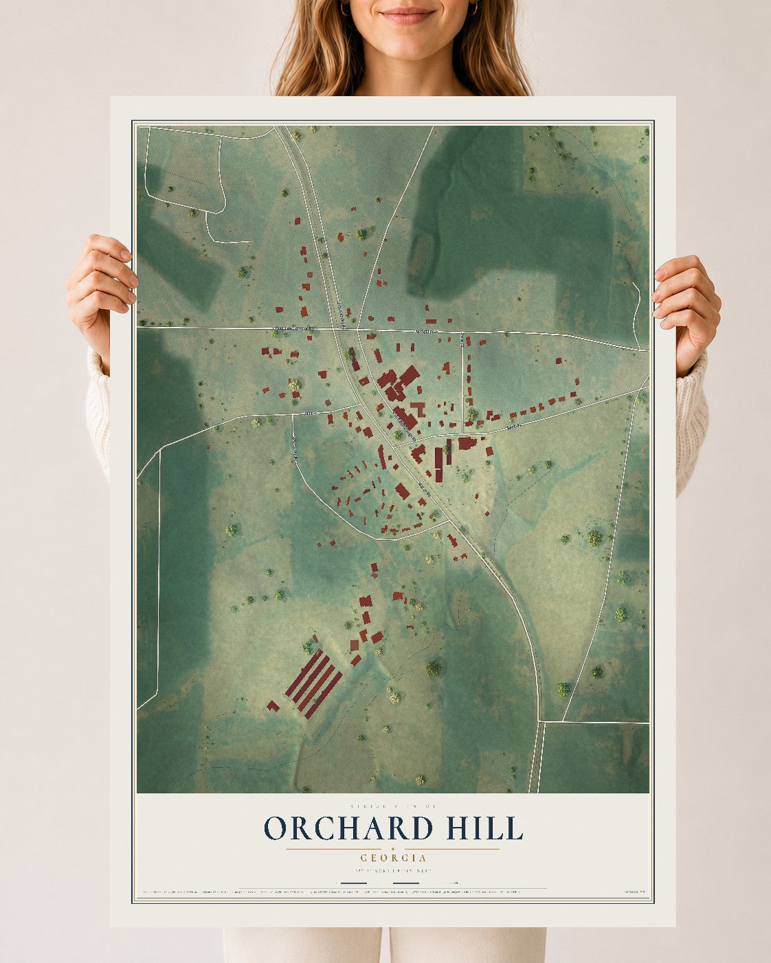Orchard Hill, Georgia map print, 24" x 36" Archival Matte Print mockup