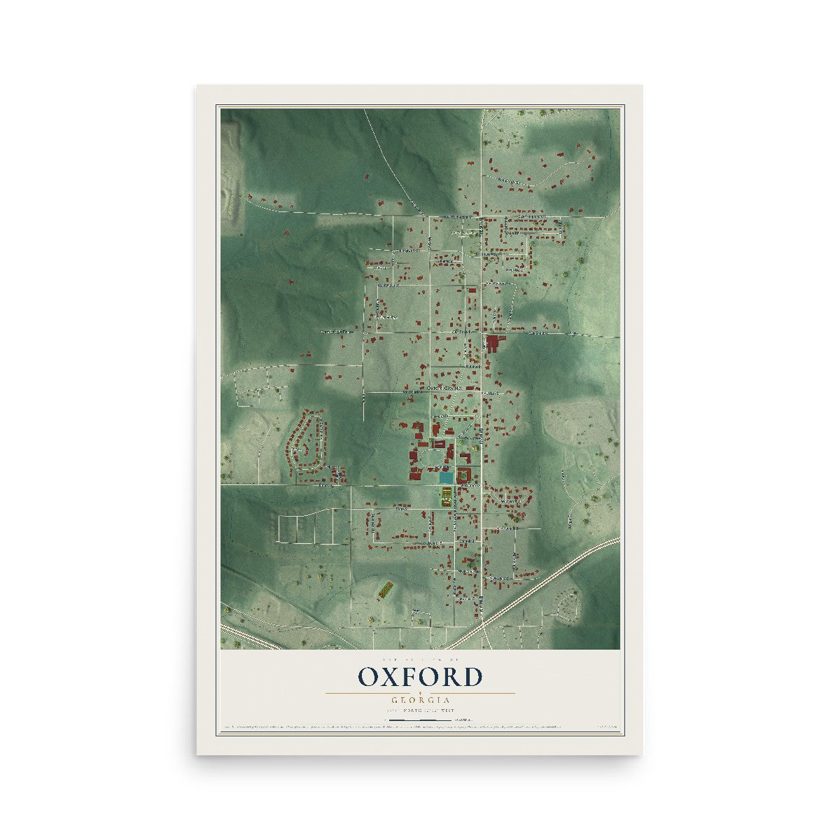 Oxford, Georgia map print, 12" x 18" Archival Matte Print mockup